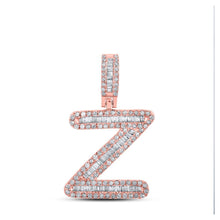 Load image into Gallery viewer, 10kt Rose Gold Men's Baguette Diamond Z Initial Pendant - 1/2 Cttw | Splendid Jewellery - Splendid Jewellery