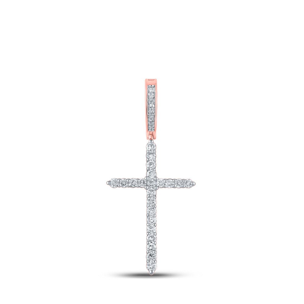 10kt Rose Gold Men's Cross Diamond Pendant - A Dazzling Symbol of Faith and Style - Splendid Jewellery