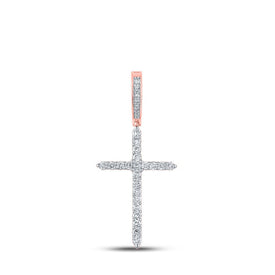 10kt Rose Gold Men's Cross Diamond Pendant - A Dazzling Symbol of Faith and Style - Splendid Jewellery