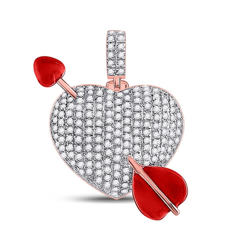 10kt Rose Gold Men's Diamond Arrow Heart Charm Pendant - 1/2 Cttw | Splendid Jewellery - Splendid Jewellery