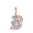 10kt Rose Gold Mens Diamond B Initial Charm Pendant - 1/4 Cttw - Splendid Jewellery