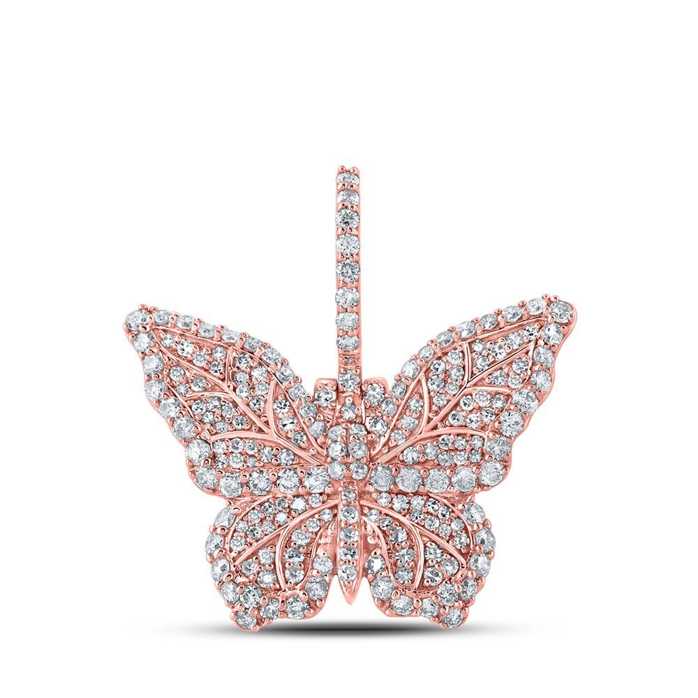 10kt Rose Gold Men's Diamond Butterfly Charm Pendant - 1.5 Cttw | Splendid Jewellery - Splendid Jewellery