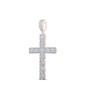 10kt Rose Gold Men's Diamond Cross Charm Pendant - 1.5 Carat Total Weight - Splendid Jewellery