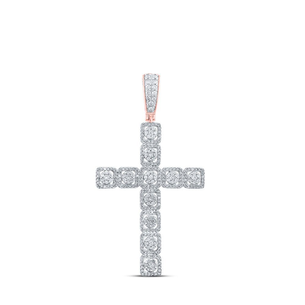 10kt Rose Gold Men's Diamond Cross Charm Pendant - 1.5 Carat Total Weight - Splendid Jewellery