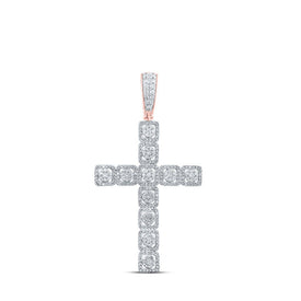 10kt Rose Gold Men's Diamond Cross Charm Pendant - 1.5 Carat Total Weight - Splendid Jewellery