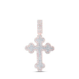 10kt Rose Gold Men's Diamond Cross Charm Pendant - 2 Cttw | Splendid Jewellery - Splendid Jewellery