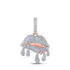 10kt Rose Gold Men's Diamond Dripping Lips Charm Pendant - 3 - 1/5 Cttw - Splendid Jewellery