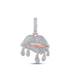 10kt Rose Gold Men's Diamond Dripping Lips Charm Pendant - 3 - 1/5 Cttw - Splendid Jewellery