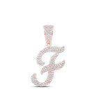 10kt Rose Gold Men's Diamond F Initial Letter Charm Pendant - 7/8 Cttw - Splendid Jewellery - Splendid Jewellery