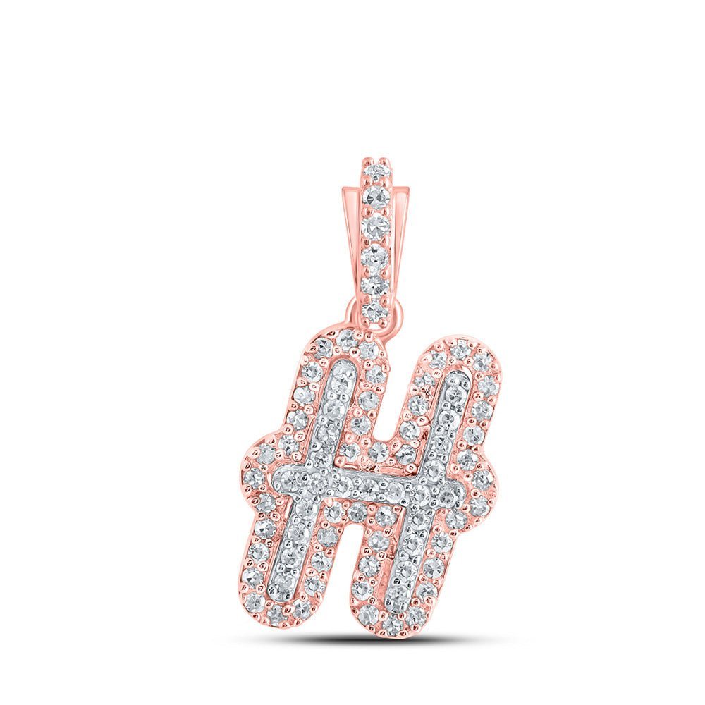 10kt Rose Gold Men's Diamond H Initial Letter Charm Pendant - A Captivating Accessory for Him - Splendid Jewellery