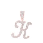 10kt Rose Gold Men's Diamond Initial Pendant - Stunning Charm with 1 Cttw of Round Diamonds - Splendid Jewellery
