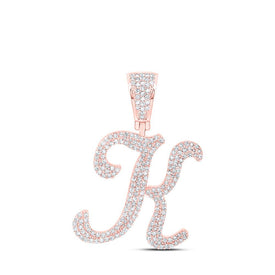 10kt Rose Gold Men's Diamond Initial Pendant - Stunning Charm with 1 Cttw of Round Diamonds - Splendid Jewellery