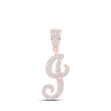 Load image into Gallery viewer, 10kt Rose Gold Men's Diamond J Initial Letter Charm Pendant - 3/4 Cttw - Splendid Jewellery