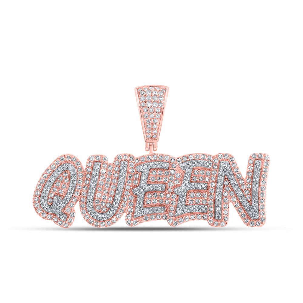 10kt Rose Gold Men's Diamond QUEEN Charm Pendant - 1 Cttw | Splendid Jewellery - Splendid Jewellery