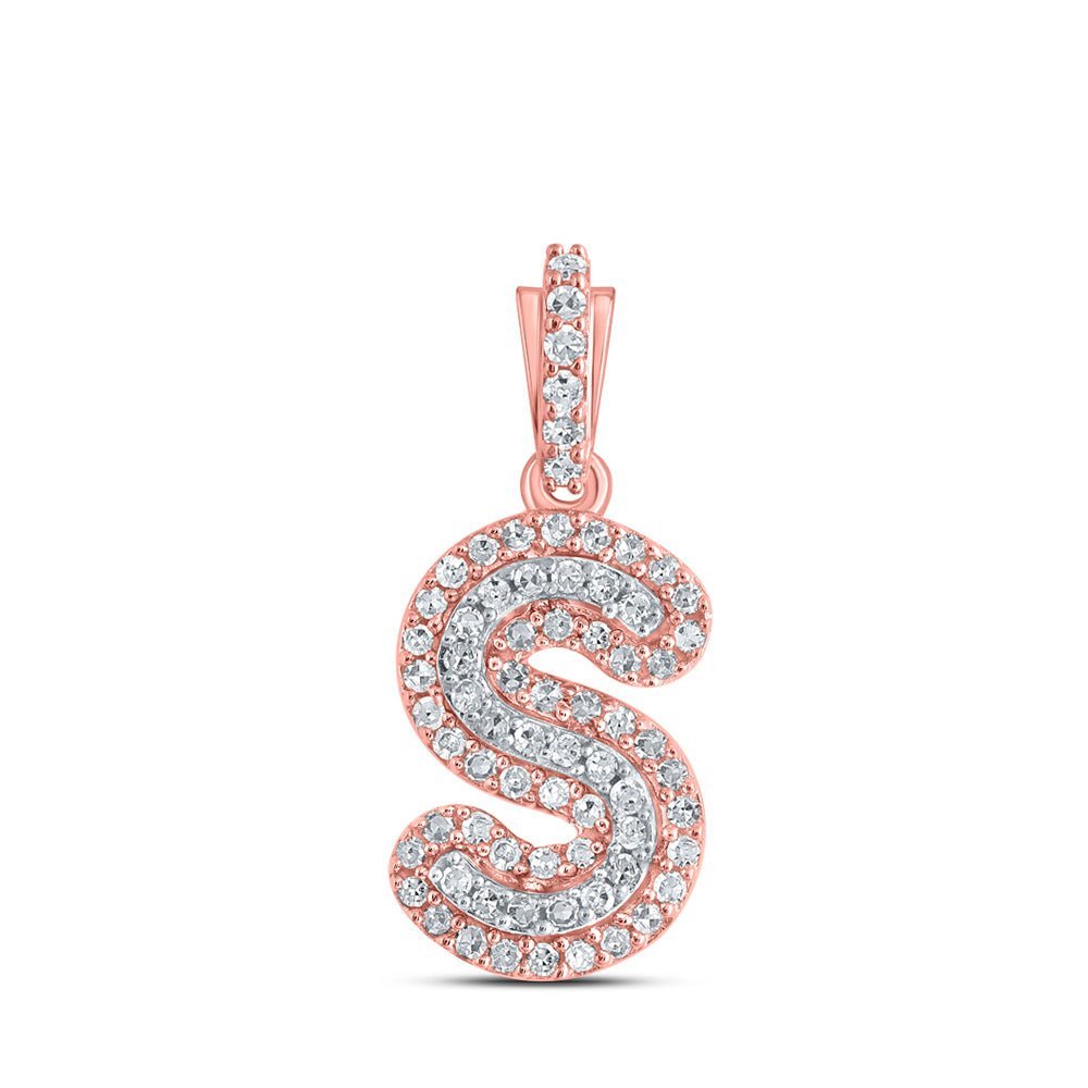 10kt Rose Gold Men's Diamond S Initial Letter Charm Pendant - Elegant and Timeless Jewelry Piece - Splendid Jewellery