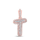 10kt Rose Gold Men's Diamond T Initial Letter Pendant 1/8 Cttw - A Dazzling Statement Piece by Splendid Jewellery - Splendid Jewellery