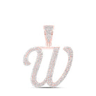 10kt Rose Gold Men's Diamond W Initial Letter Charm Pendant 1 - 1/4 Cttw | Splendid Jewellery - Splendid Jewellery