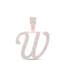 Load image into Gallery viewer, 10kt Rose Gold Men's Diamond W Initial Letter Charm Pendant 1 - 1/4 Cttw | Splendid Jewellery - Splendid Jewellery