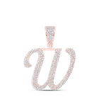 10kt Rose Gold Men's Diamond W Initial Letter Charm Pendant 1 - 1/4 Cttw | Splendid Jewellery - Splendid Jewellery