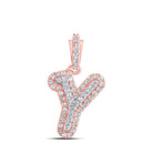 10kt Rose Gold Men's Diamond Y Initial Pendant - A Dazzling Statement Piece - Splendid Jewellery