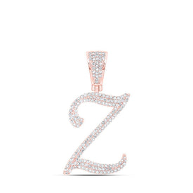 10kt Rose Gold Men's Diamond Z Initial Letter Charm Pendant - 7/8 Cttw | Splendid Jewellery - Splendid Jewellery