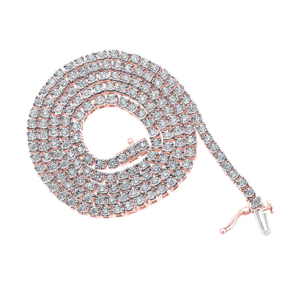 10kt Rose Gold Men's Round Diamond 20 - inch Link Chain Necklace - Exquisite Brilliance - Splendid Jewellery