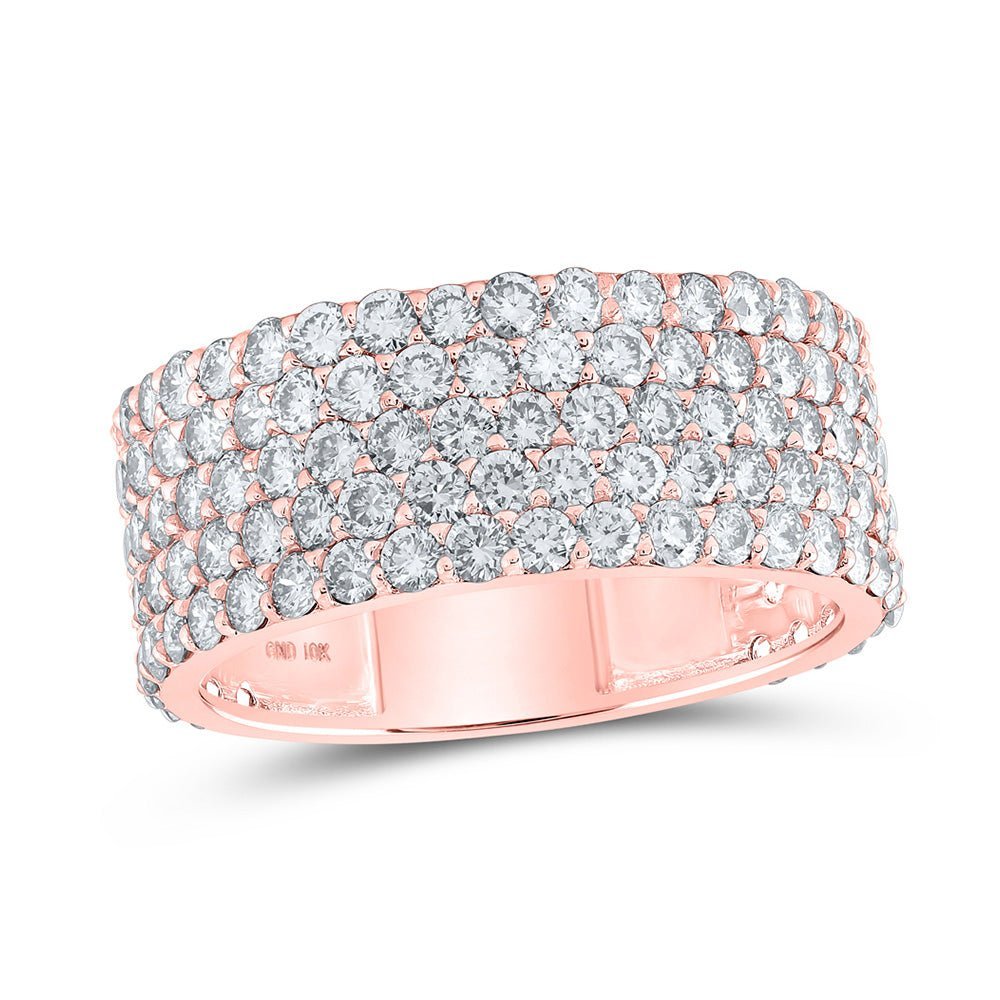 10kt Rose Gold Men's Round Diamond 5 - Row Pave Band Ring - A Dazzling Statement Piece - Splendid Jewellery