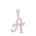 10kt Rose Gold Mens Round Diamond A Initial Letter Charm Pendant - 1 Cttw | Splendid Jewellery - Splendid Jewellery