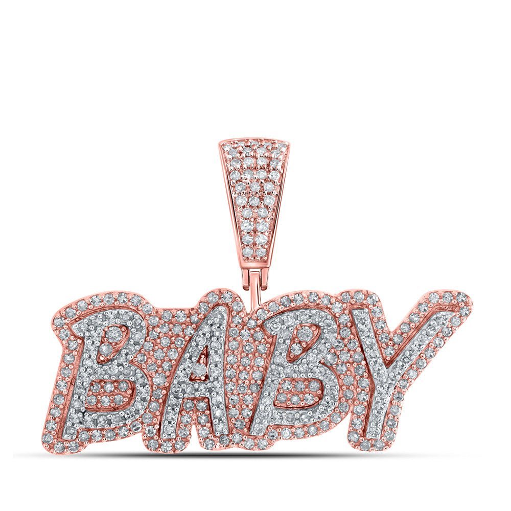10kt Rose Gold Men's Round Diamond BABY Charm Pendant - Exquisite Jewelry - Splendid Jewellery