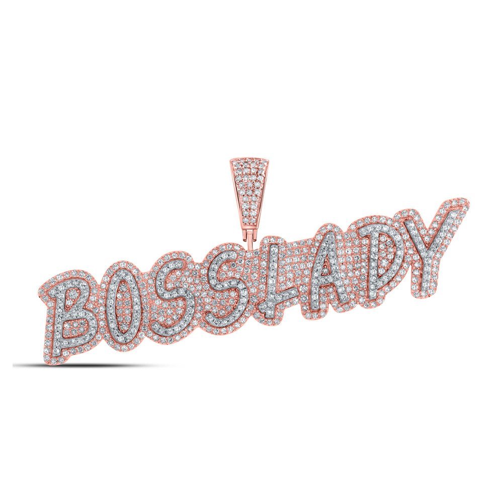 10kt Rose Gold Men's Round Diamond BOSSLADY Charm Pendant - 1 - 1/2 Cttw | Splendid Jewellery - Splendid Jewellery