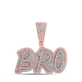 10kt Rose Gold Mens Round Diamond BRO Charm Pendant 5/8 Cttw - Splendid Jewellery