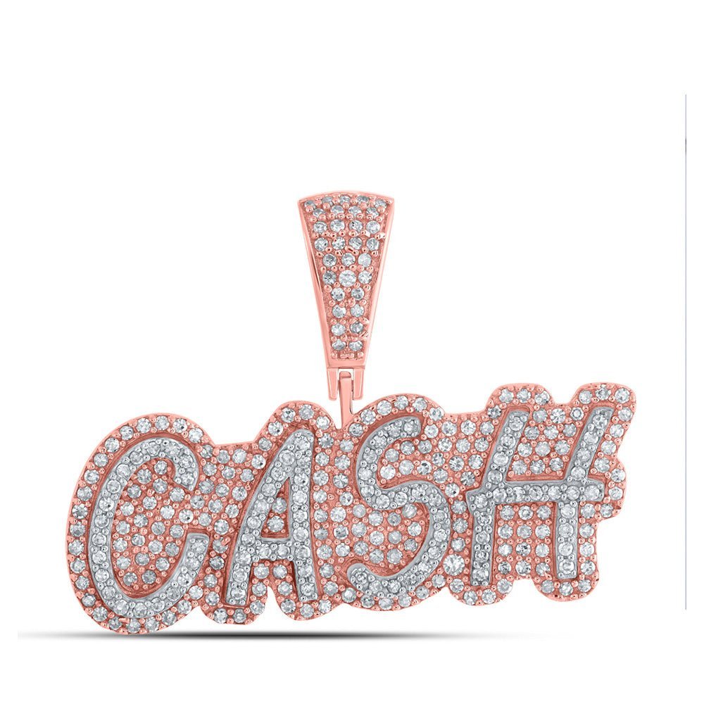 10kt Rose Gold Men's Round Diamond Cash Charm Pendant - 7/8 Cttw - Splendid Jewellery