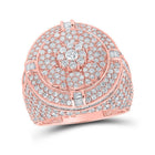 10kt Rose Gold Mens Round Diamond Circle Cluster Ring - A Captivating Statement of Masculine Elegance - Splendid Jewellery