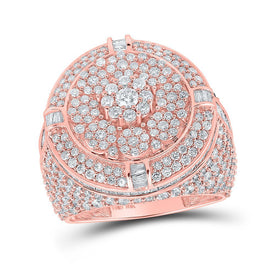 10kt Rose Gold Mens Round Diamond Circle Cluster Ring - A Captivating Statement of Masculine Elegance - Splendid Jewellery