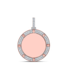 Load image into Gallery viewer, 10kt Rose Gold Men's Round Diamond Circle Memory Charm Pendant - 2 Cttw | Splendid Jewellery - Splendid Jewellery
