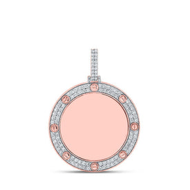 10kt Rose Gold Men's Round Diamond Circle Memory Charm Pendant - 2 Cttw | Splendid Jewellery - Splendid Jewellery