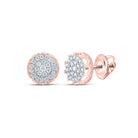 10kt Rose Gold Men's Round Diamond Cluster Earrings - 1 Cttw | Dazzling Brilliance - Splendid Jewellery