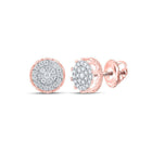 10kt Rose Gold Men's Round Diamond Cluster Earrings - 1 Cttw | Dazzling Brilliance - Splendid Jewellery