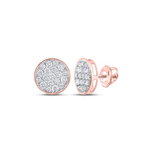 Load image into Gallery viewer, 10kt Rose Gold Men's Round Diamond Cluster Earrings - 1 Cttw | Dazzling Brilliance - Splendid Jewellery