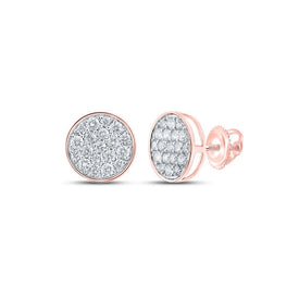 10kt Rose Gold Men's Round Diamond Cluster Earrings - Captivating Brilliance - Splendid Jewellery