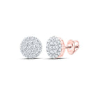 10kt Rose Gold Men's Round Diamond Cluster Earrings - Captivating Brilliance - Splendid Jewellery