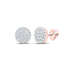 10kt Rose Gold Men's Round Diamond Cluster Earrings - Captivating Brilliance - Splendid Jewellery