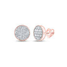 10kt Rose Gold Men's Round Diamond Cluster Earrings - Dazzling Brilliance - Splendid Jewellery