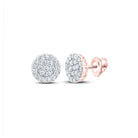 10kt Rose Gold Men's Round Diamond Cluster Earrings - Exquisite Brilliance - Splendid Jewellery