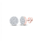 10kt Rose Gold Men's Round Diamond Cluster Earrings - Exquisite Brilliance - Splendid Jewellery