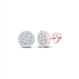 10kt Rose Gold Men's Round Diamond Cluster Earrings - Exquisite Brilliance - Splendid Jewellery