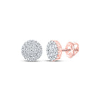 10kt Rose Gold Men's Round Diamond Cluster Earrings - Exquisite Brilliance - Splendid Jewellery