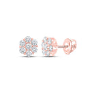 10kt Rose Gold Men's Round Diamond Flower Cluster Earrings - Captivating Sparkle for Him - Splendid Jewellery