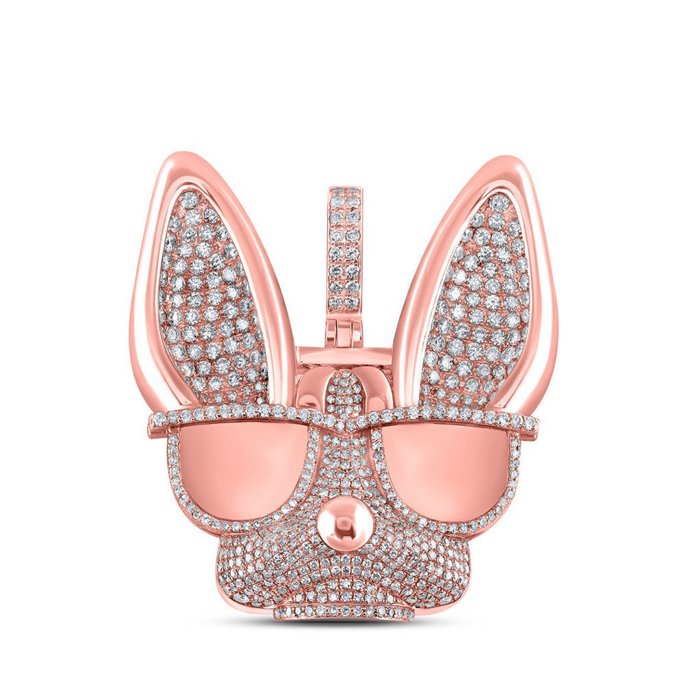 10kt Rose Gold Men's Round Diamond French Bulldog Glasses Charm Pendant - 6 Cttw | Splendid Jewellery - Splendid Jewellery