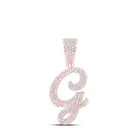 10kt Rose Gold Men's Round Diamond G Initial Letter Charm Pendant - 7/8 Cttw - Splendid Jewellery